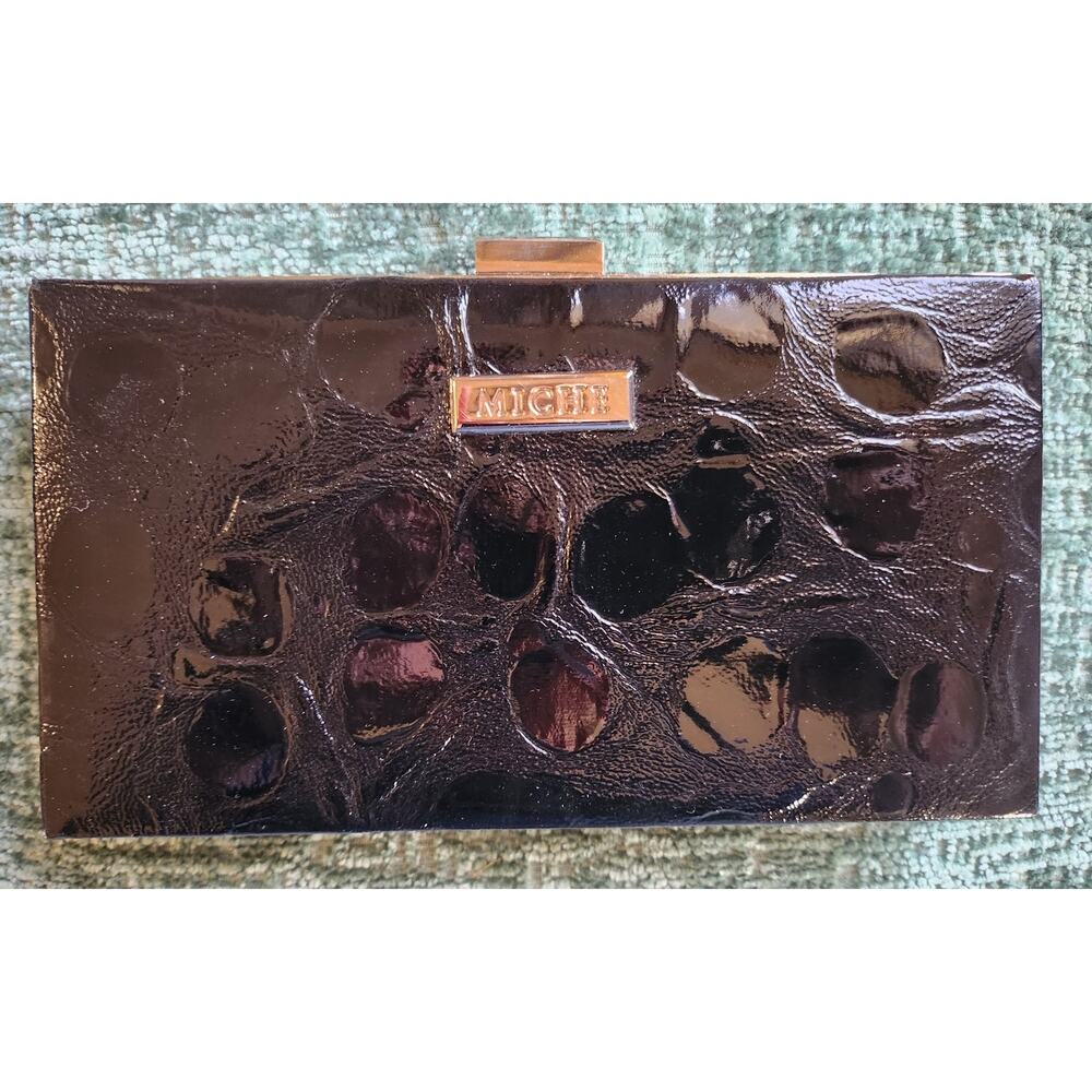 MICHE Black Hard Shell Clutch Wallet Organizer Evening Bag Handbag